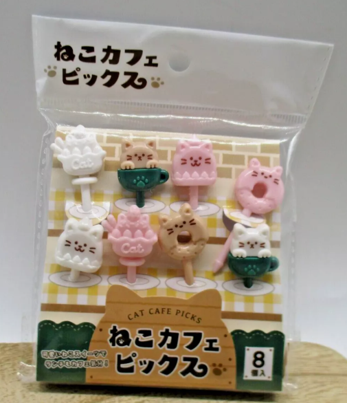 2025 new Cafe cat 3D food picks pick 8pcs for decoben lunch box bento seria