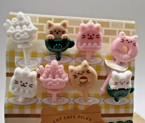2025 new Cafe cat 3D food picks pick 8pcs for decoben lunch box bento seria