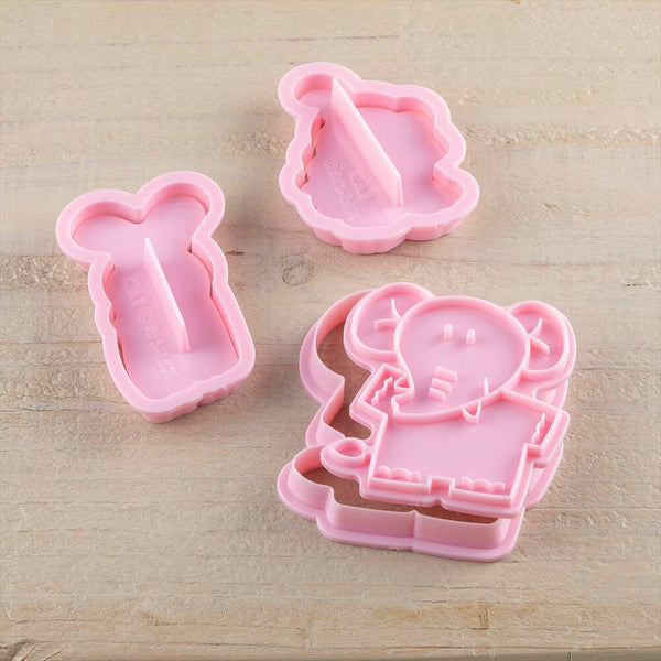 KAI Cookie bread Cutter mold with stamp Tabekko animal 3pcs Made in JAPAN DL8101