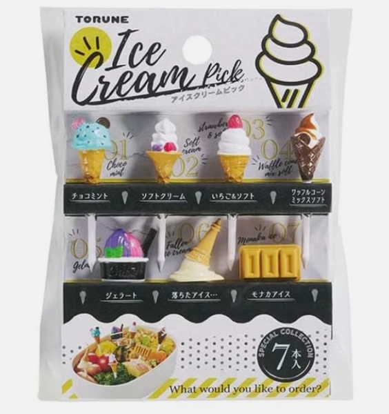 2025 Torune Ice cream 3D Food picks pick 7pcs for lunch box