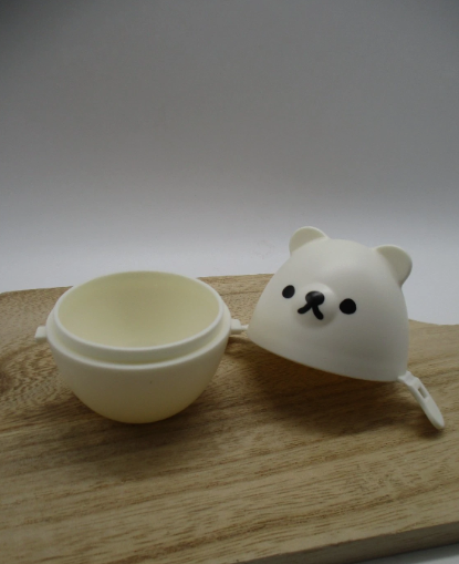 Bear white Boiled Egg case holder Seria JAPAN 5.6×6.3×H7.3cｍ for lunch box