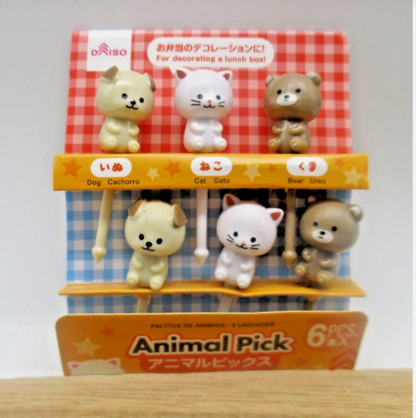 2026 new Animal Cat Dog Bear deco food picks 6pcs for lunch box bento daiso