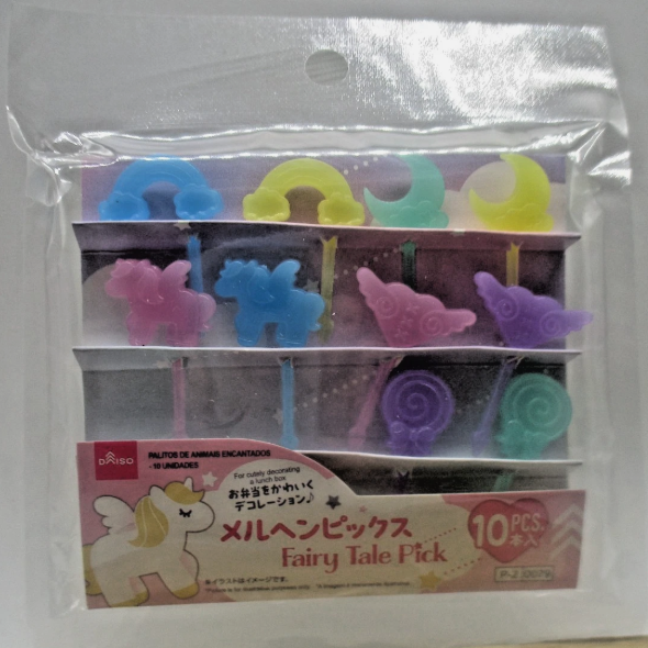 2026 DAISO Fairy Tale Pick Set 10pcs Unicorn Rainbow Candy Cute Bento Food Picks