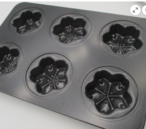 Japanese Sakura Flower Muffin Pan 6 Cup Nonstick Cake Mold Cotta Baking Tray