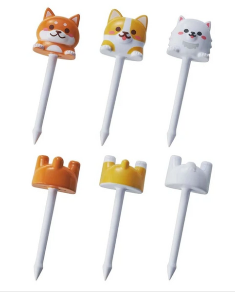 2026 Torune Cute Dog Bento Food Picks 6pcs Shiba Corgi Pomeranian Lunch Japan