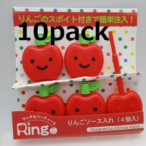 Whole sale 10pack Apple Ringo sauce case tarebin 4pcs deco chara for lunch box bento Shinzi Katoh