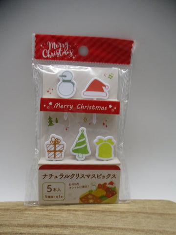 2024 new Christmas Food Picks 5pcs natural hat tree For Lunch Box Bento maruki