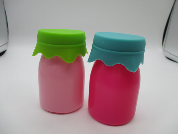 Dessert Cup Cups case with silicone lid 2pcs strawberry color kawaii