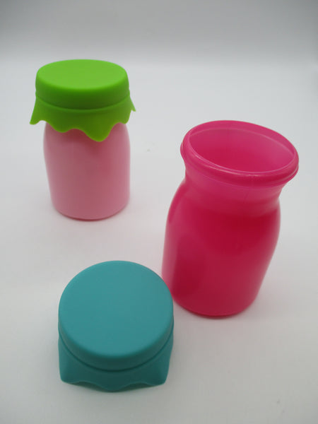 Dessert Cup Cups case with silicone lid 2pcs strawberry color kawaii