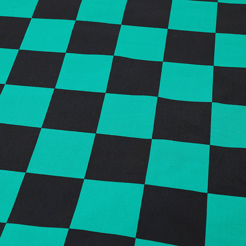 112cm 50cm  Ichimatsu 6.3 cm square Fabric cotton 100% black green