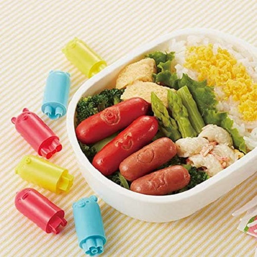 Torune Stamp de animal for sausage 6pcs heart ribbon Lunch Box Bento Decoration