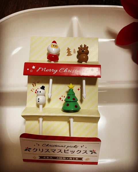 Christmas food picks 3D 4pcs pukkuri santa tree