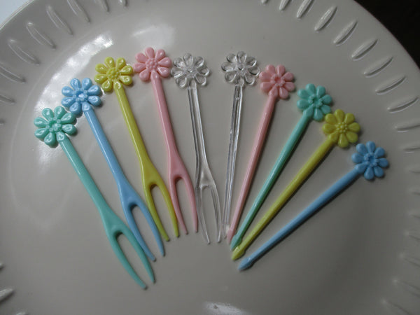 Food Picks Fork long pick 2type Flower with case 20pcsfor Lunch Box Bento