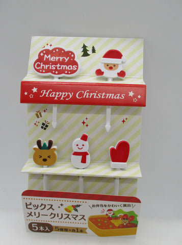 2022 new Merry Christmas Food Picks 5pcs For Lunch Box Bento maruki