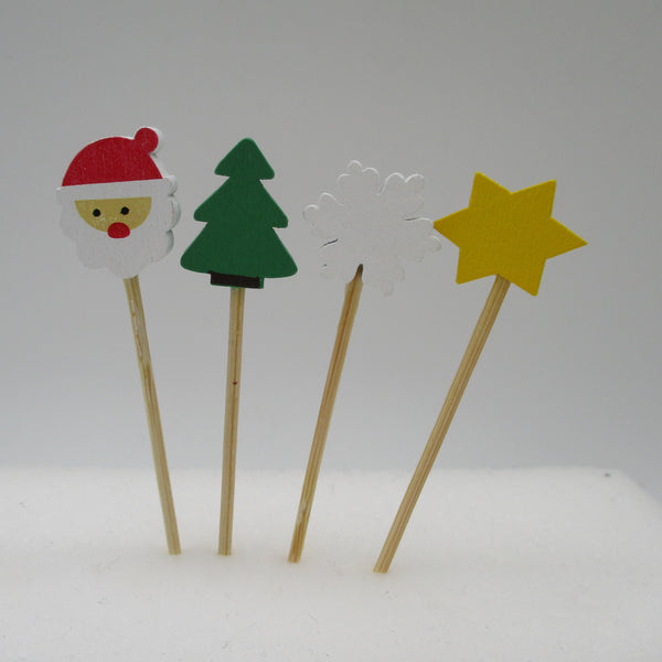 Christmas Kanzashi Japanese Bamboo Food Picks 12pcs