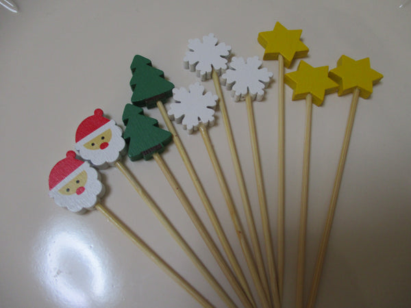 Christmas Kanzashi Japanese Bamboo Food Picks 12pcs