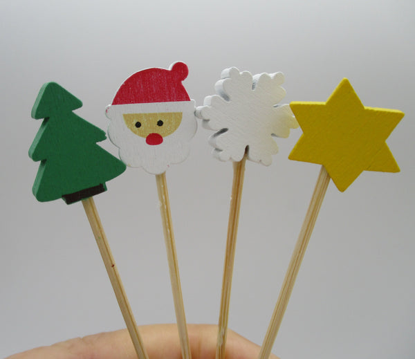 Christmas Kanzashi Japanese Bamboo Food Picks 12pcs