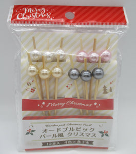 Christmas Pearl Bamboo Food Picks pick 12pcs For Lunch Box Bento maruki