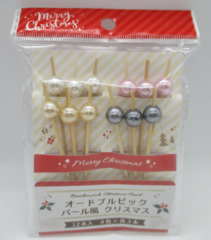Christmas Pearl Bamboo Food Picks pick 12pcs For Lunch Box Bento maruki
