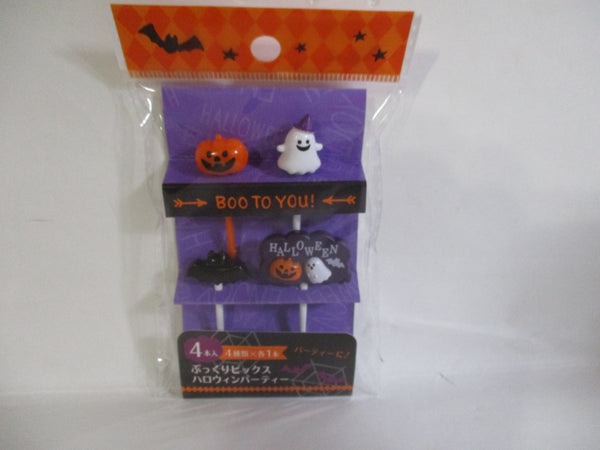 Halloween Food picks Pukkuri 4pcs Ghost Pumpkin Bat