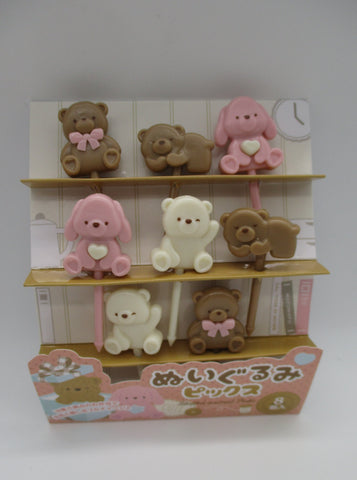 2023 New Japanese Food Picks Stuffed Animal Bear Dog 8pcs for Lunch Box Bento