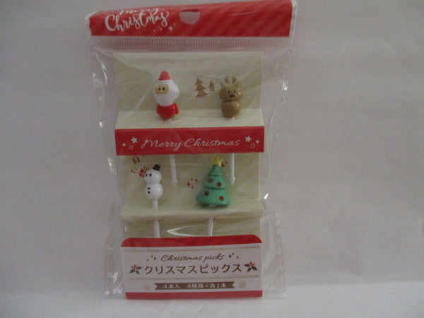 Christmas food picks 3D 4pcs pukkuri santa tree