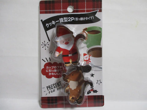 Japanese Christmas Cookie Mold Hook type SANTA  Reindeer 2pcs From JAPAN