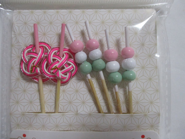 Kanzashi Japanese dango mizuhiki Bamboo Food Picks 6pcs