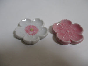 Chopstick Rest SAKURA White Pink 2pcs Pottery