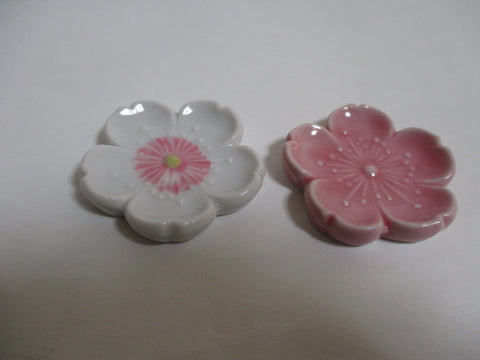 Chopstick Rest SAKURA White Pink 2pcs Pottery