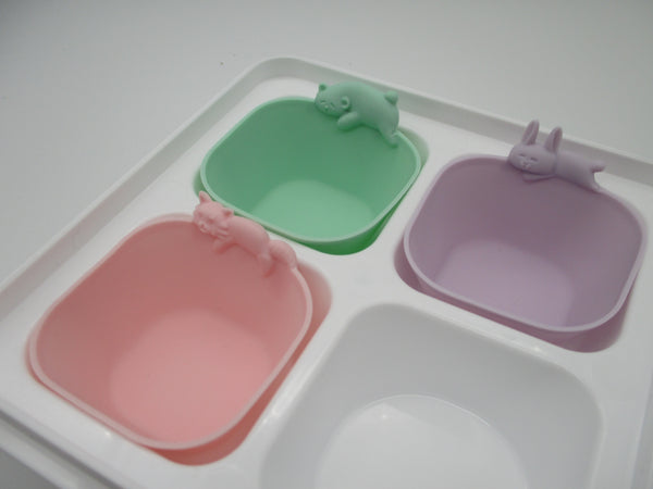 Animal Silicone side dish Cup with handle 3pcs For lunch Box bento deco