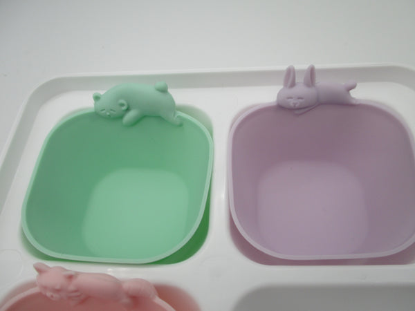 Animal Silicone side dish Cup with handle 3pcs For lunch Box bento deco