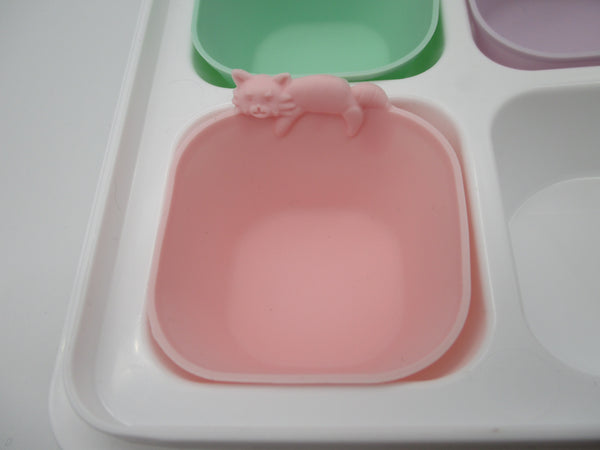 Animal Silicone side dish Cup with handle 3pcs For lunch Box bento deco