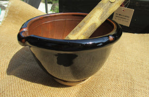 Koishiwara ware Mortar&Pestle Set Suribachi 12cm Black Grinding Bowl