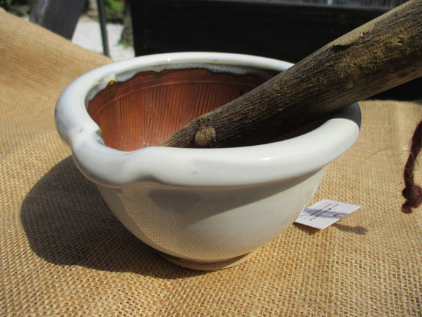 Koishiwara ware Mortar&Pestle Set Suribachi 12cm White Grinding Bowl