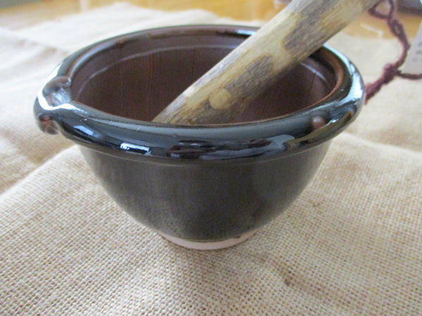 Koishiwara ware Mortar&Pestle Set Suribachi 12cm Black Grinding Bowl