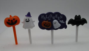 Halloween Food picks Pukkuri 4pcs Ghost Pumpkin Bat