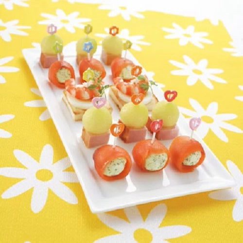 Kai Chooboos! silicone Food Picks Star Flower Heart 6pcs For Lunch Box Bento