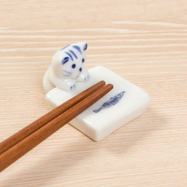 PorcelainChops Chopsticks Rest Fish and Cat 1pcs